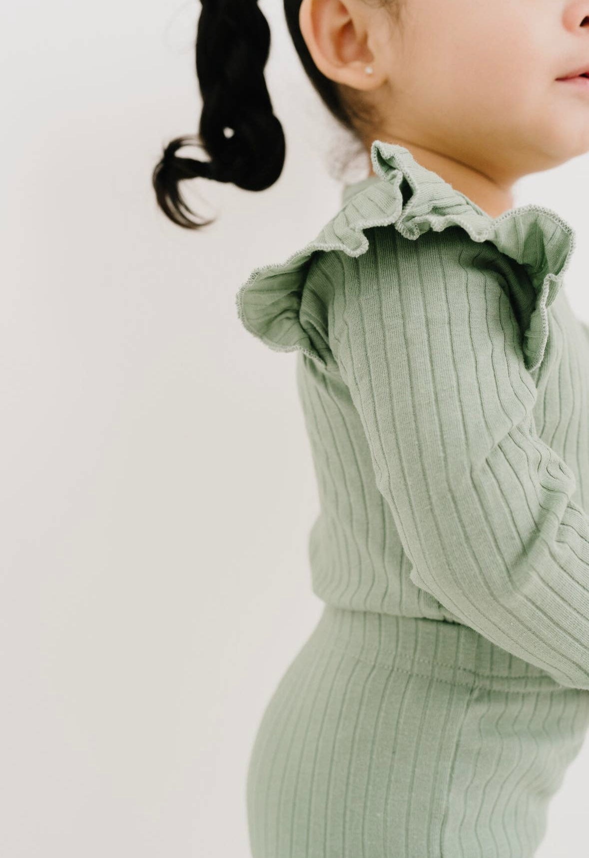 Seafoam ribbed flutter bodysuit set