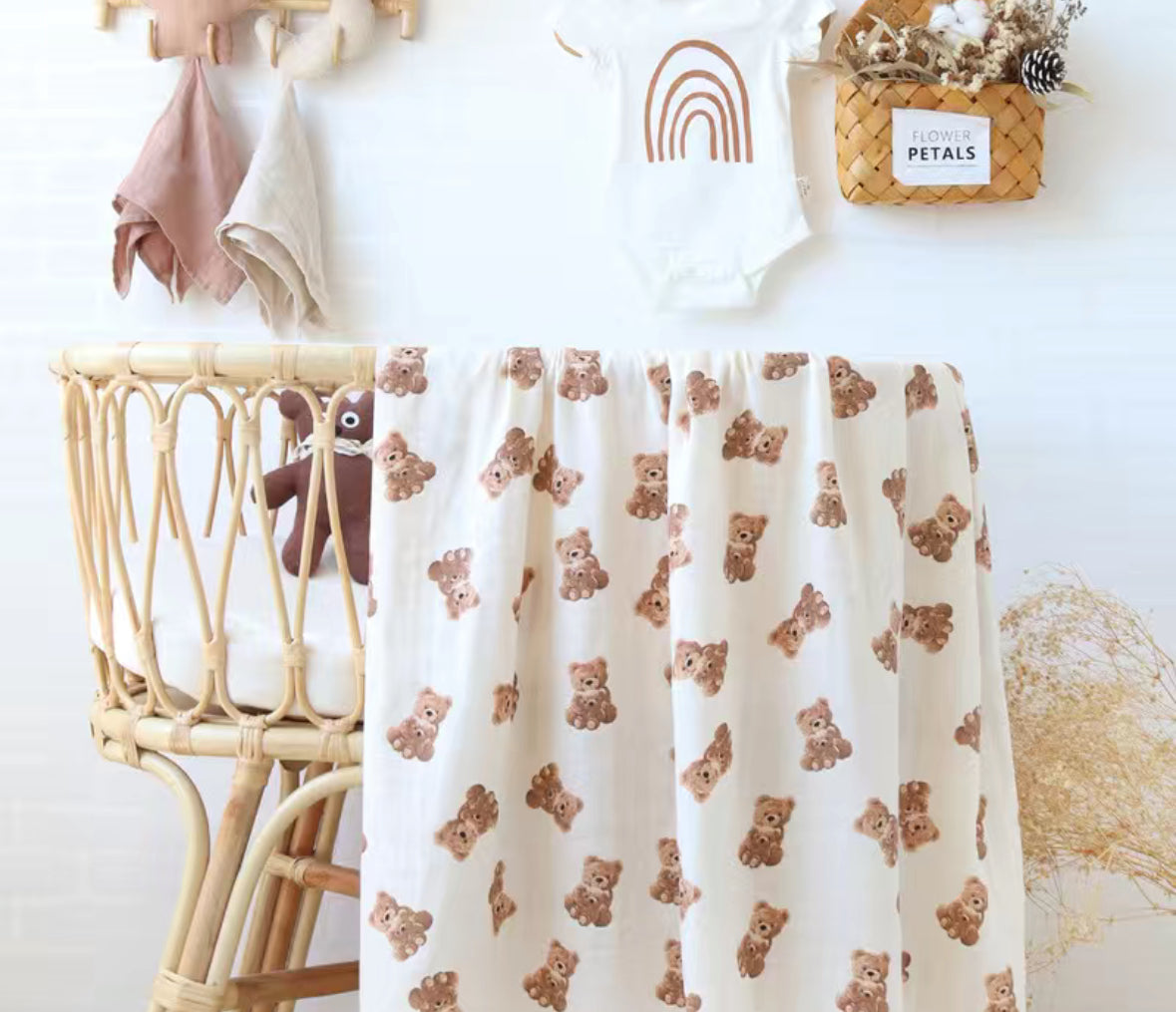 Teddy hugs muslin swaddle