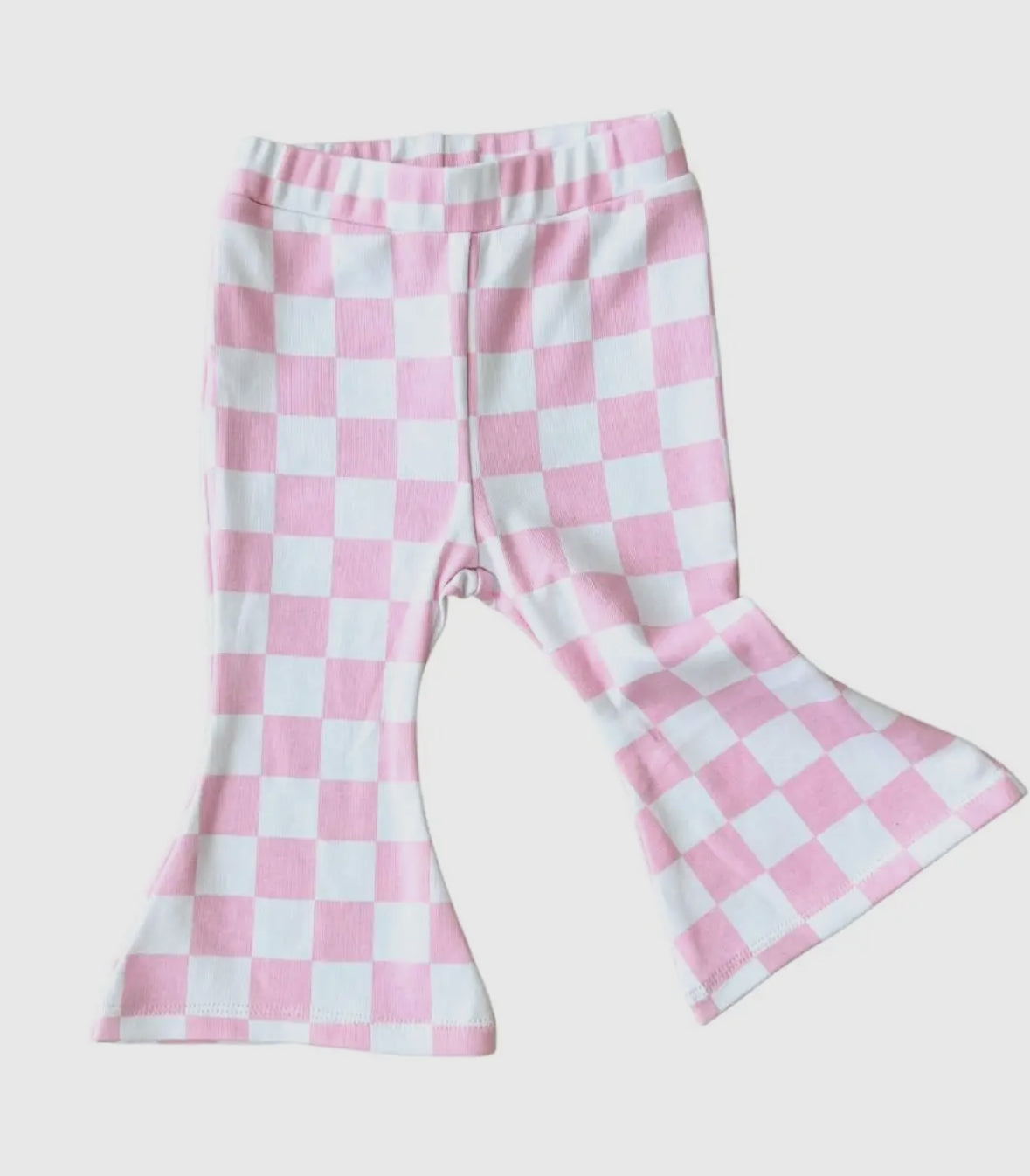 Pink checkered flared pants