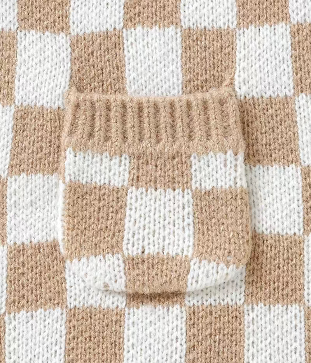 Checkered baby knit overalls