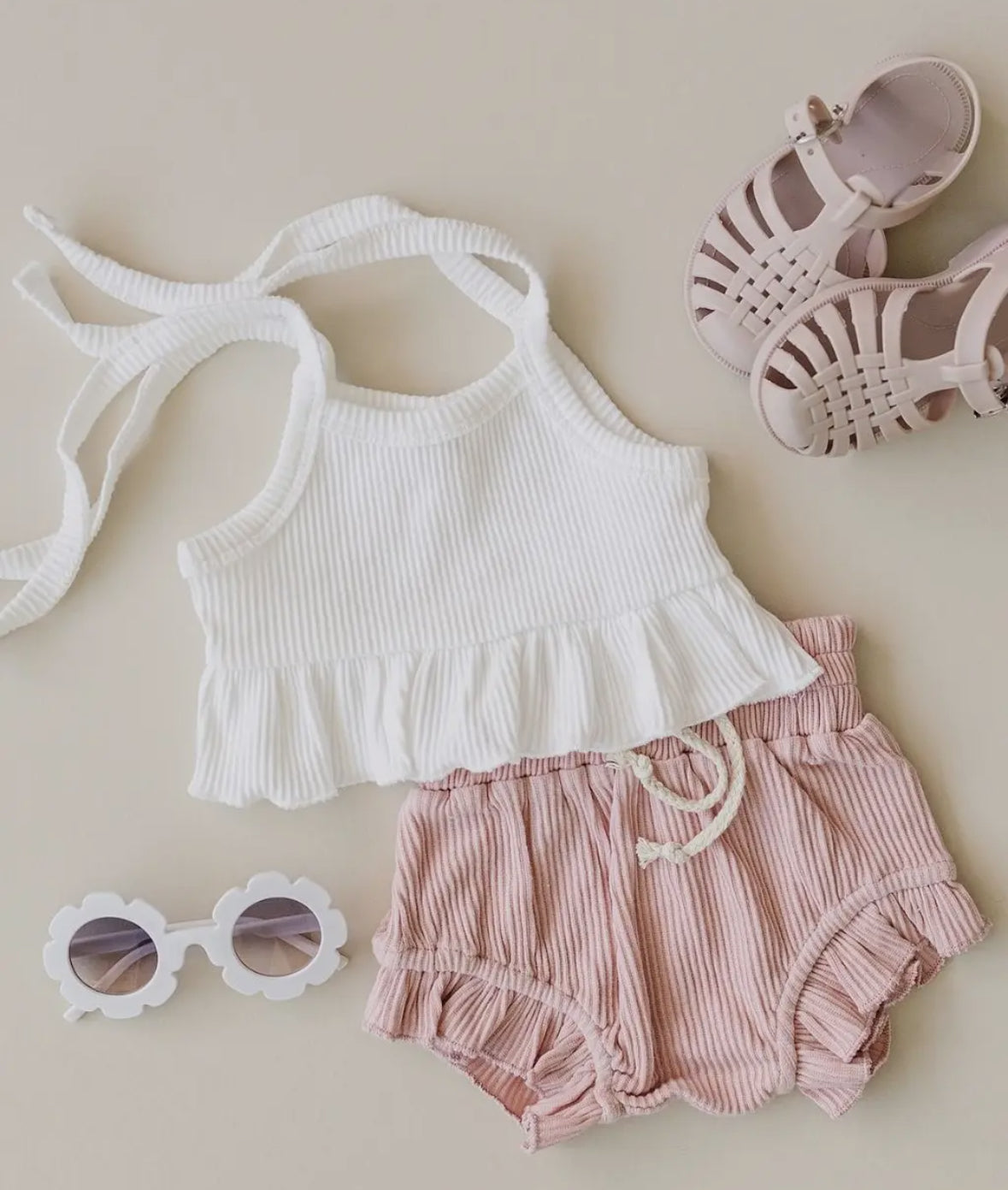 Flutter ribbed short set